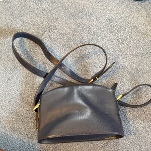 Coach Navy Leather Crossbody Bag with Gold Accents